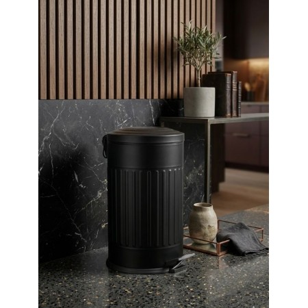 Retro 16 Litre Çöp Kovası Amortisör Kapaklı Siyah Bahçe Balkon Mutfak Banyo Retro 16 Litre Çöp Kovası Amortisör Kapaklı Siyah Bahçe Balkon Mutfak Banyo