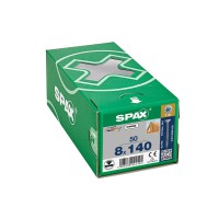 Spax Ahşap Konstrüksiyon Vidası, 8 x 140 mm, 50 Adet, Yarım Dişli, Havşa Başlı, T-STAR plus T40, 4KESİCİ UÇlu, WIROX Kaplama