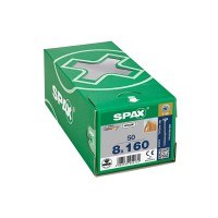 Spax Ahşap Konstrüksiyon Vidası, 8 x 160 mm, 50 Adet, Yarım Dişli, Havşa Başlı, T-STAR plus T40, 4KESİCİ UÇlu, WIROX Kaplama