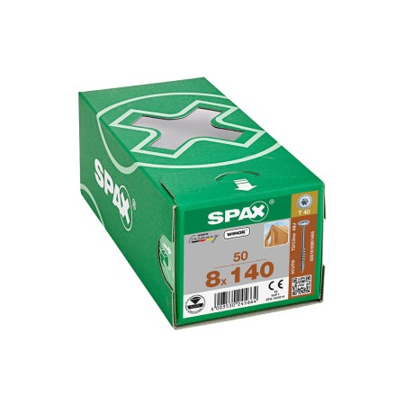 Spax HI.FORCE, 8 x 140 mm, 50 Adet, Yarım Dişli, Pul Başlı, T-STAR plus T40, 4KESİCİ UÇlu, WIROX Kaplama