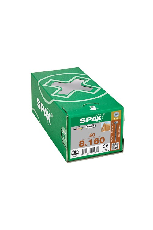 Spax HI.FORCE, 8 x 160 mm, 50 Adet, Yarım Dişli, Pul Başlı, T-STAR plus T40, 4KESİCİ UÇlu, WIROX Kaplama