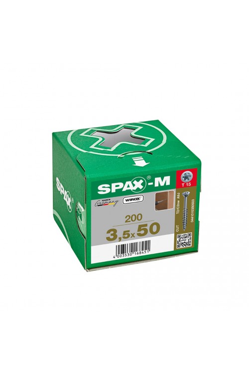 SPAX-M, 3,5 x 50 mm, 200 Adet, Yarım Dişli, Havşa Başlı, T-STAR plus T15, KESİCİ Uçlu, WIROX Kaplama 