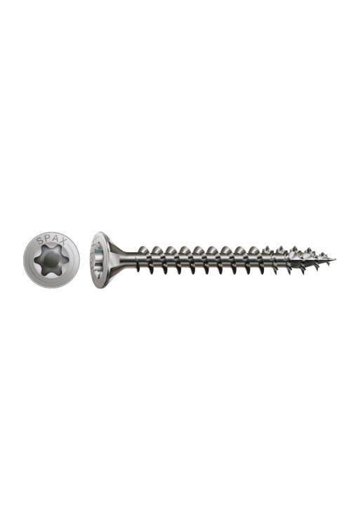 SPAX A2 Paslanmaz Vida, 5 x 80 mm, 100 Adet, Yarım Dişli, Havşa Başlı, T-STAR plus T20, 4KESİCİ UÇlu, A2 Paslanmaz 