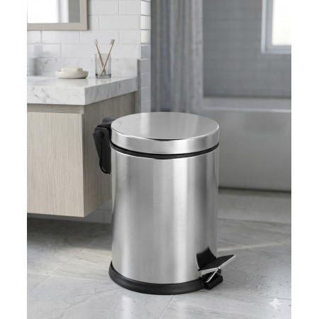 Paslanmaz Krom 5 Litre Çöp Kovası Metal Banyo Tuvalet Mutfak Ofis Çöp Kovası